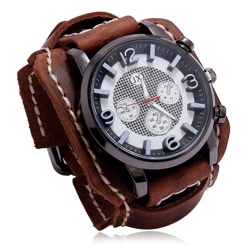 Leather Watch Band Men - Novo retro relógios masculinos de couro