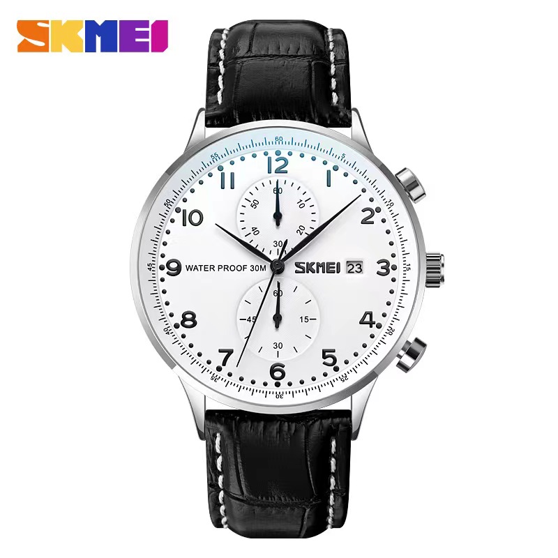 Leather Watch Band Men - Skmei 9301 masculino marca superior de