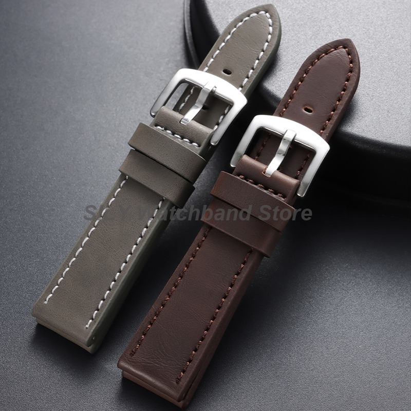 Suede Strap Watch - Pulseira de Couro Genuíno 18mm 20mm
