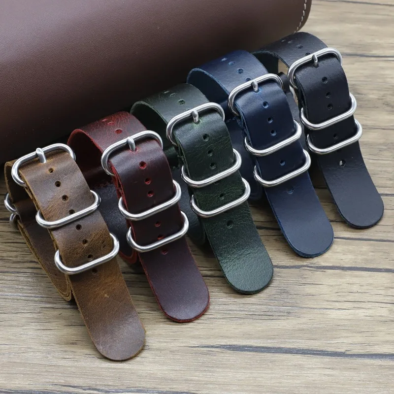 Nato Strap Nylon - Pulseiras de relógio de couro genuíno