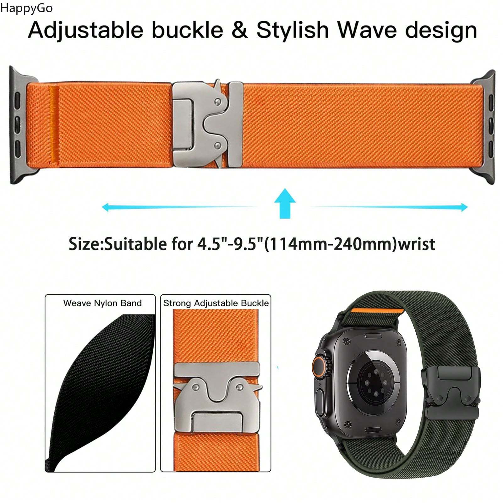 Parachute Strap Elastic - Pulseira de Nylon Larga e Elástica