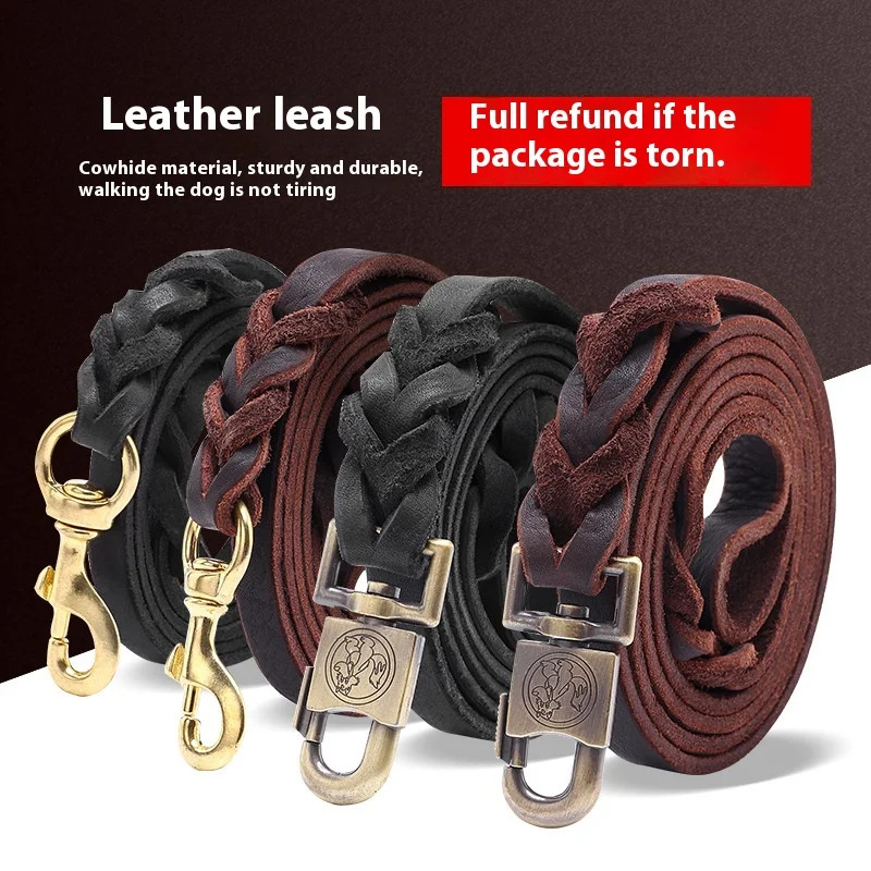 Leather Strap Quick Release - Trela de couro genuíno para cães,
