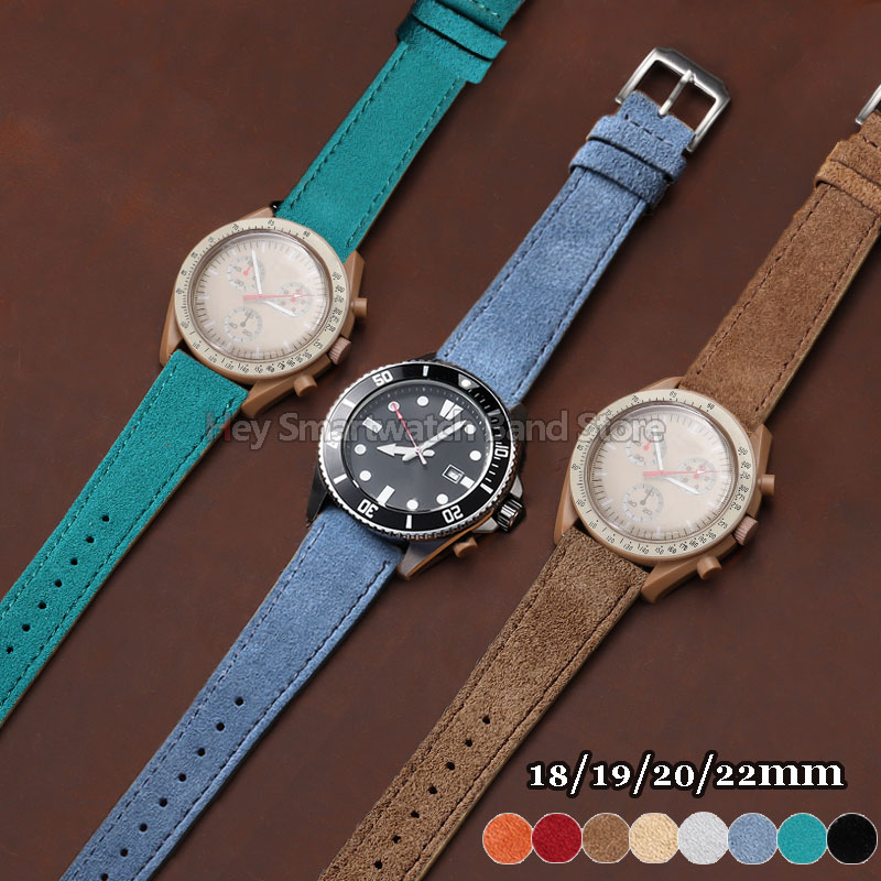 Suede Strap Watch - Pulseira de Couro Camurça Vintage 18/19/20/22mm