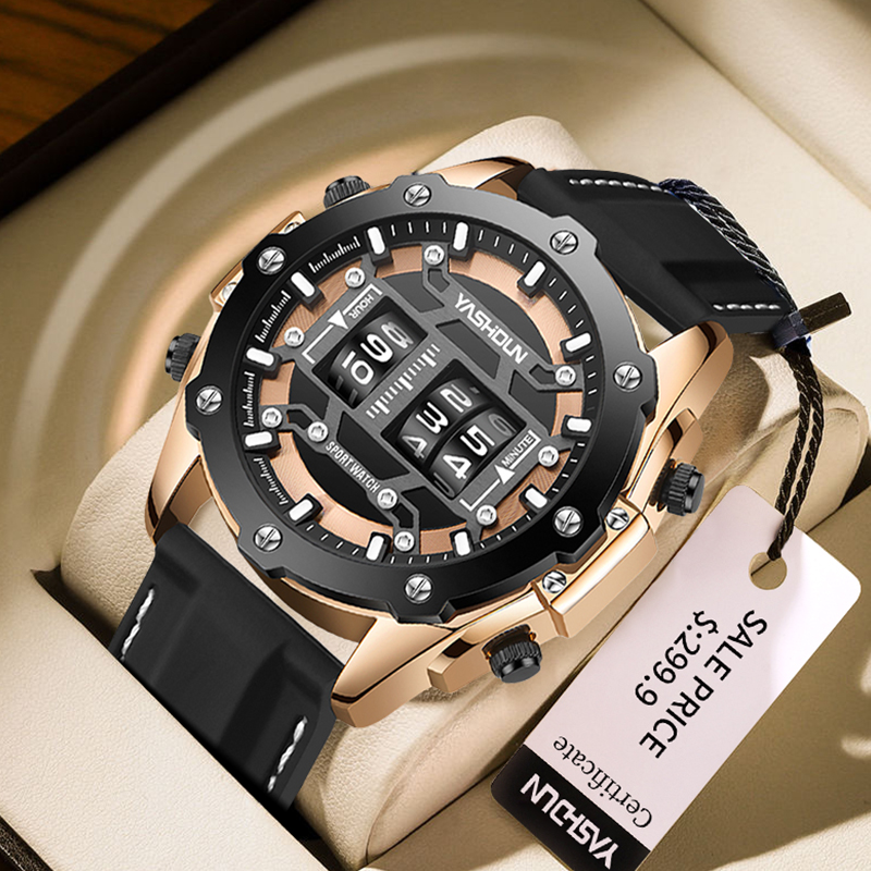 Relógio digital criativo de qu - Leather Watch Band Men avaliação e preço