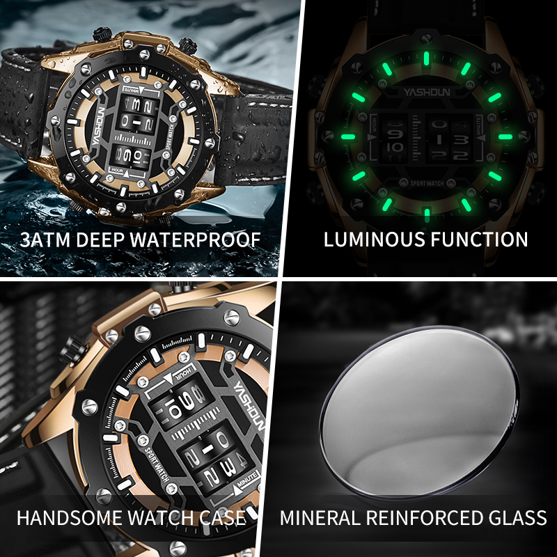 Relógio digital criativo de qu - Leather Watch Band Men avaliação e preço