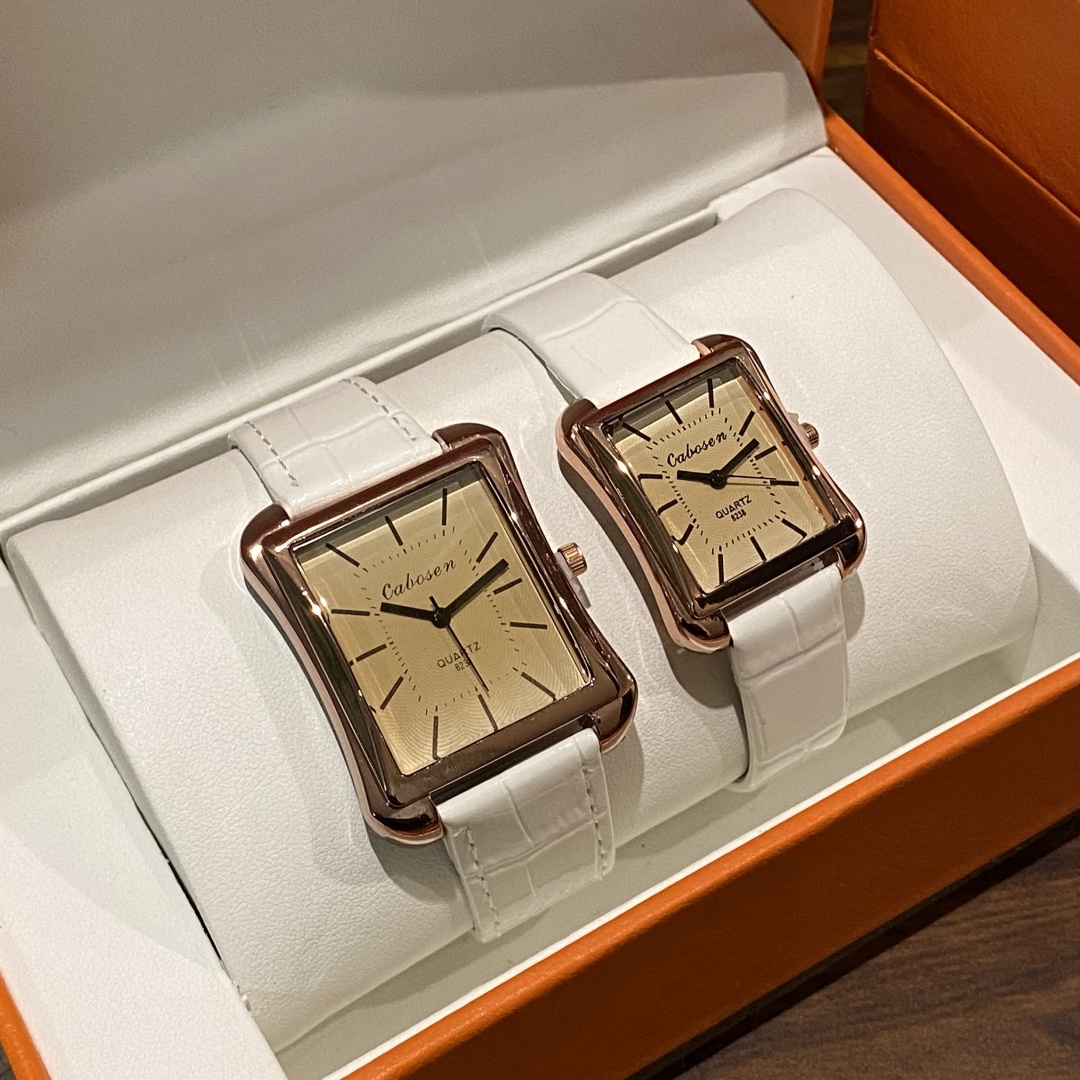 Casal relógio de quartzo movim - Leather Watch Band Men avaliação e preço