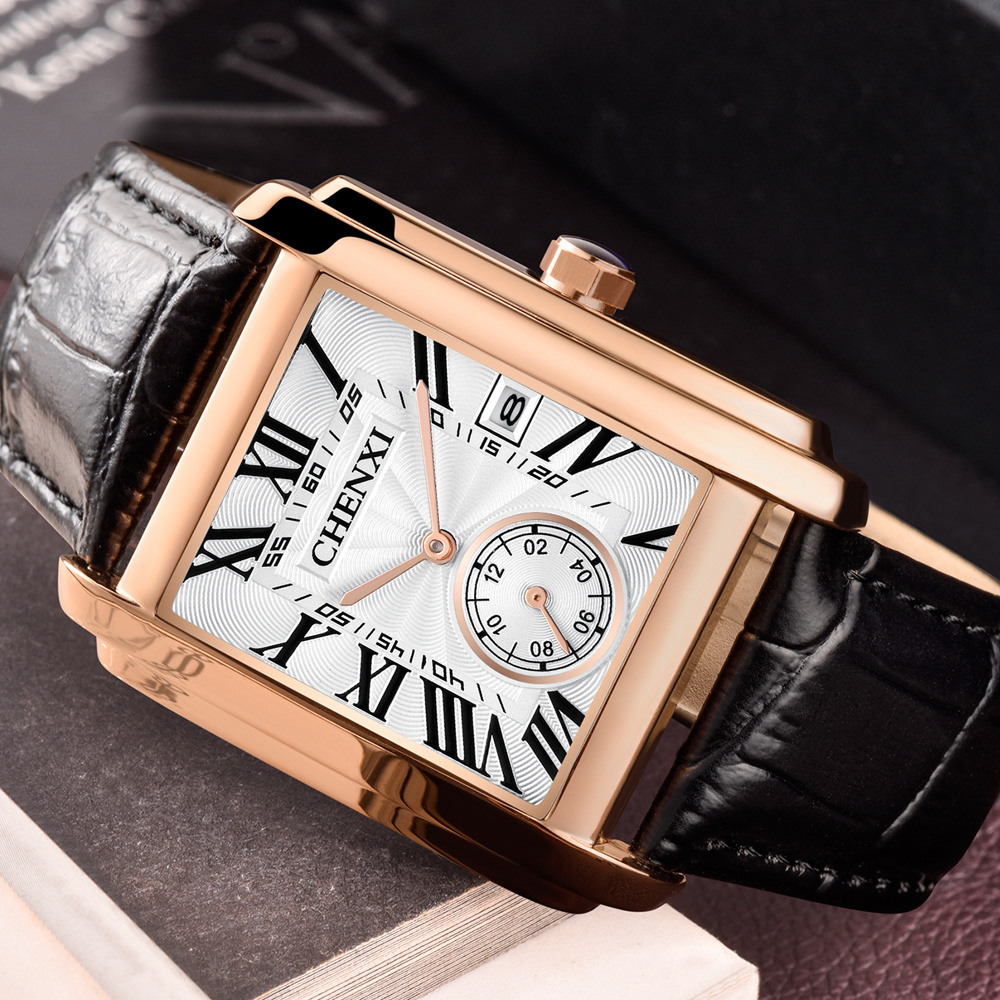 Chenxi 8216 moda clássico quad - Leather Watch Band Men avaliação e preço