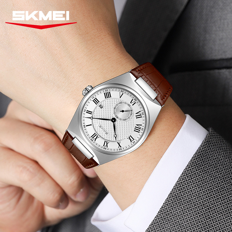 Relógio de Quartzo Elegante SK - Leather Watch Band Men avaliação e preço