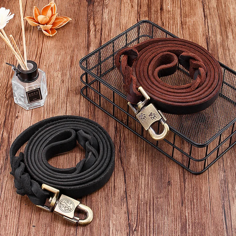 Trela de couro genuíno para cã - Leather Strap Quick Release avaliação e preço